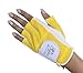 Lady Classic Women's Mesh Half Finger Golf Glove – Cabretta Leather Palm, Breathable Mesh Back, Flexible Grip, Long-Lasting with Removable Ball Marker – Left Hand/Yellow & White/Medium