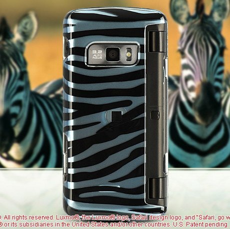 Premium Hard Designer Crystal Snap-on Case for LG enV Touch Voyager II VX11000 - Cool Safari Blue Zebra Design