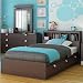 South Shore Cakao Mates Twin Captain's Bed with Bookcase Headboard in Chocolate Finish