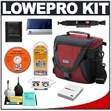 Lowepro Nova 2 AW (Red) Bag + Cameta Bonus Kit for Canon EOS, Nikon, Olympus Evolt, Pentax & Sony Alpha Digital SLR Cameras