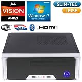USB3.0| WLAN| Bluetooth| Windows7 Pro 64Bit, Office Home Entertainment PC-System Mini ITX PC, AMD A4-5300 DualCore (2x3,4GHz) +Scythe Shuriken CPU L�fter, MSI FM2-A75IA-E53 Mainboard, 500GB SATA III, 4096MB DDR3, AMD HD7480 HDMI/DSUB DX11, DVD-RW, 7.1 THX Sound, GigabitLAN