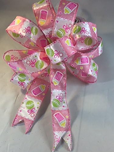 It's A Girl Bow Handmade Pink Bow 9 Inch Diameter Baby Shower Bow