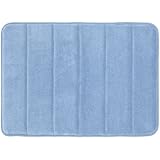 Leegoal Slow Rebound Memory Foam Bath Rug Waste Absorbing Slip Resistant Coral Fleece Mat Doormat Carpet (Blue)