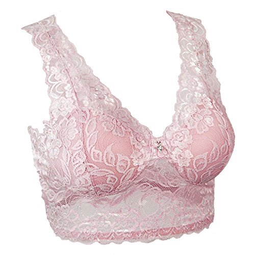 FUNOC New Womens Wire Free Yoga Sports Leisure Lace Vest Crop Top Sleep Padded Bra