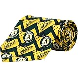 MLB Oakland Athletics Green-Gold Block Pattern Tie