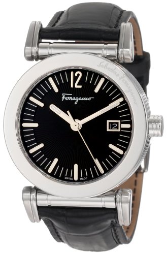 Ferragamo Men's F50LBQ9909 S009 Salvatore Black Genuine Alligator Black Dial Watch