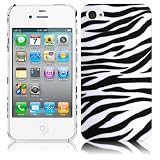 Shop4 White & Black Zebra Print Hard Back Cover Case Skin for Apple iPhone 4 / 4S Mobile Phone