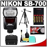 Nikon SB-700 AF Speedlight Flash with (4) Batteries & Charger + Case + Trip ....