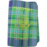 Violet Kelly Green Tartan Colors Baekgaard Leather Brights genuine leather embossed passport holder