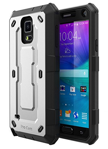 Note 4 Case, Galaxy Note 4 Case, E LV Galaxy Note 4 Case - SHOCK ABSORPTION / HIGH IMPACT RESISTANT Full Body Hybrid Armor Protection Defender Case Cover for Samsung Galaxy Note 4 - [SILVER/BLACK]