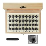 1/4" 6mm Professional 36pc Letter & Number Stamp Punch Set with Wood Case - Hardened Steel - Use on Metal, Wood, Leather & More