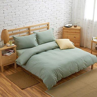 Shanshan Set Of 4 Muji Style 100% Cotton Green Grey Duvet Covers