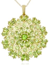 18k Gold Over Sterling Silver and Peridot Gemstone Burst Pendant