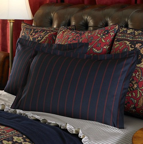 51t0WXRMMJL Lauren by Ralph Lauren Bedding Poets Society Navy & Burgundy Stripe Standard Sham