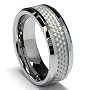 8MM Men's Tungsten Carbide Ring with White Carbon Fiber Inaly sizes 7 to 13