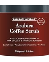 100% Natural Arabica Coffee Scrub 8.8 fl. oz. with Organic Coffee, Coconut and Shea Butter - Best Acne, Anti Cellulite and Stretch Mark treatment, Spider Vein Therapy for Varicose Veins & Eczema