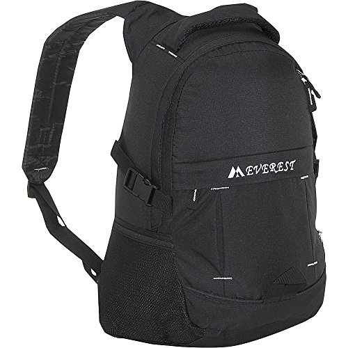 Everest Sporty Backpack with Side Mesh Pocket, Black, One Size