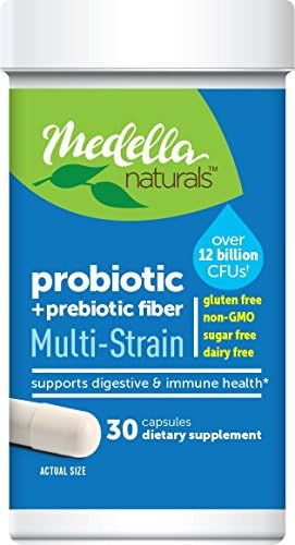 Medella Naturals MULTI-STRAIN Probiotic + Prebiotic fiber- 12 Billion CFU's w/ 4 Strains