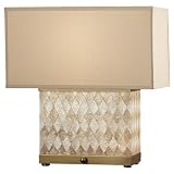 Murray Feiss 9972HNS/DCB Nevena 20.5-Inch Table Lamp, Harlequin Pattern Natural Shell/ Dark Coffee Bronze with Biscuit Shantung Fabric Shade