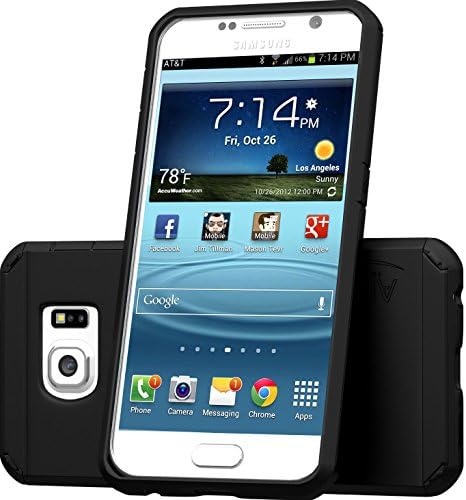 Galaxy S6 Case, Ariza Imperial **Dual Layer** [Slim Fit Series] Hybrid Shock-Dispersion Technology [Scratch Resistant] Everything Resistant Case for Drop and Impact Protection - Ultra Layered Case for Samsung Galaxy S6 Non-Edge, Black