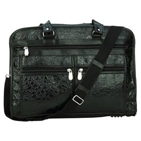 Embassy Italian Stone Alligator Grain Design Leather Briefcase with Two Handles