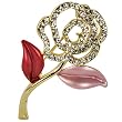 Rose Stem Crystal Diamante Brooch Pin - Pink Rose Stem Crystal Diamante Brooch Pin - Pink
