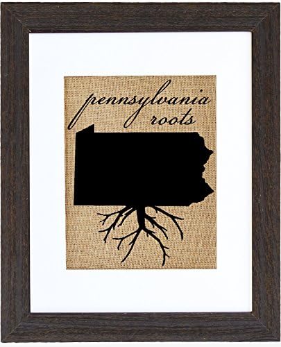 Pennsylvania Roots Burlap Wall Art Decor Driftwood 11x14 (8x10 art)
