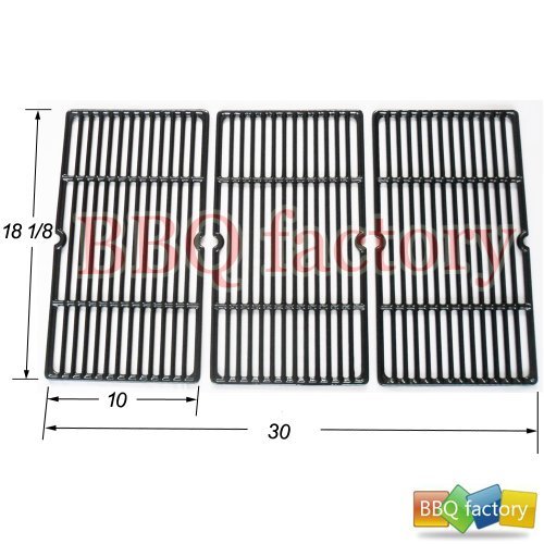 bbq factory® JGX993 Replacement Cast Iron Cooking Grid Porcelain coated Set of 3 for Select Gas Grill Models By Charbroil, Cuisinart, Kenmore, Tuscany and Others