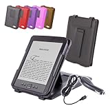 DURAGADGET Black Genuine Leather Case & Cover With Stand For Amazon's New Kindle, Wi-Fi, 6" E Ink Display (Latest Generation) + Car Charger