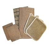 Ritz Royale Collection 6-Piece Towel Dish Cloth and Pocket Mitt Kitchen Ensemble, Taupe