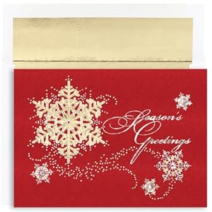 Silver Snowflakes On Red Holiday Cards -