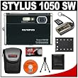 Olympus Stylus 1050 SW 10.1MP Waterproof / Shockproof Digital Camera (Black) + 4GB MicroSD Card + Spare Li-42B Battery + Case + Accessory Kit