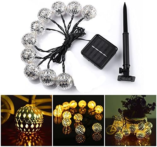 LED Solar Globe String Lights, SunGlobal 12ft 10 LEDs Morocan Orb Ball, Waterproof Ambiance Lighting, 3000K Warm White, Starry Fairy Lights for Outdoor Garden, Yard, Party, Home Decoration, Christmas