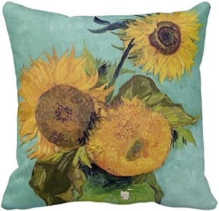 Three Sunflowers In A Vase F453 Van Gogh Fine Art Pillow Case 18x18