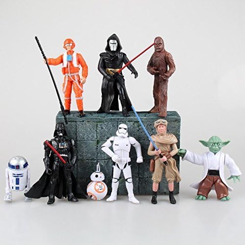 9pks 4-12cm The Force Awakens Rey BB8 R2D2 Action Figures Black Series Chewbacca Yoda Darth Vader Storm Trooper Action Figure Scale Models
