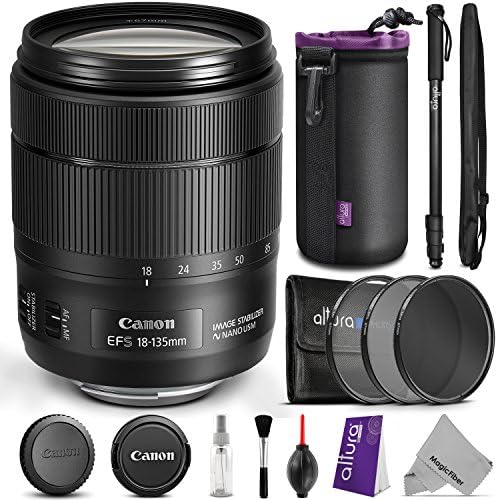 Canon EF-S 18-135mm f/3.5-5.6 IS USM Lens w/ Advanced Photo and Travel Bundle