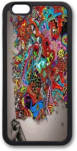 iPhone 6 Case, Soft Flexible TPU Bumper Protective Case Black Skin Scratch-Proof Case for iPhone 6 (4.7 inch) - Trippy Graffiti Art Pattern
