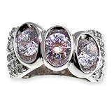 SAVE 72% Diamond Cut Signity Stone Cubic Zirconia in Sterling Silver Three Stone Ring by Designer Michael Valitutti - OVERSTOCK Clearance Sale!