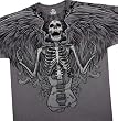 Winged Skeleton With Guitar T-Shirt, Rock Angel Liquid Blue Full Shirt Designs