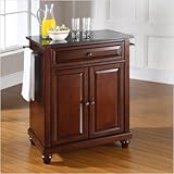 Crosley Furniture Cambridge Black Granite Top Mahogany Kitchen Island