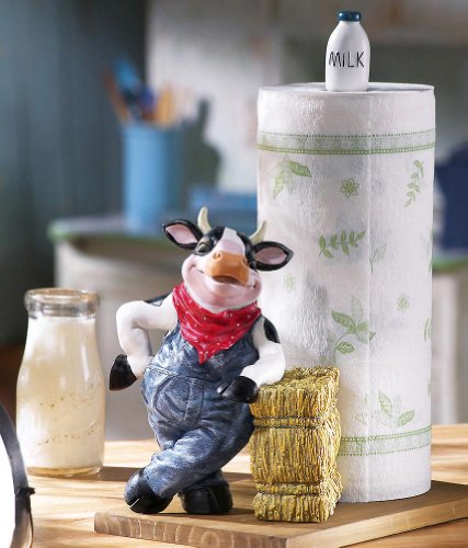 Farmer Cow In Overalls Paper Towel Holder by Winston Brands