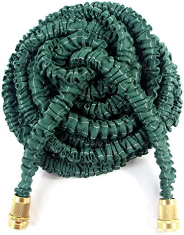 Dark-orange Garden Hose, 50 Ft, Expanding Water Coil Best Flexible Expandable Retractable Collapsible Shrinking Hoses Strongest Lightweight Solid Brass Fittings. For Gardening &amp; Watering Plants