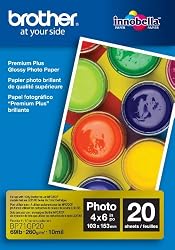 Brother Glossy Inkjet Paper, 4 x 6 Inches, 20 Sheets (BP71GP20) - Retail Packaging