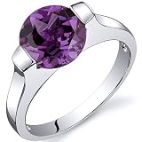 Bezel Set 2.75 carats Alexandrite Engagement Ring in Sterling Silver Available in Sizes 5 thru 9