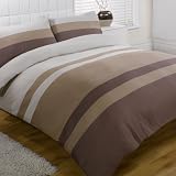 Linear Natural Beige Brown Modern Stripe King Size Duvet Quilt Cover Bedding Set