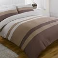 Linear Natural Beige Brown Modern Stripe King Size Duvet Quilt Cover Bedding Set