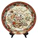 Decorative Chinese hand painted porcelain plate with gold filigree - Flower cart