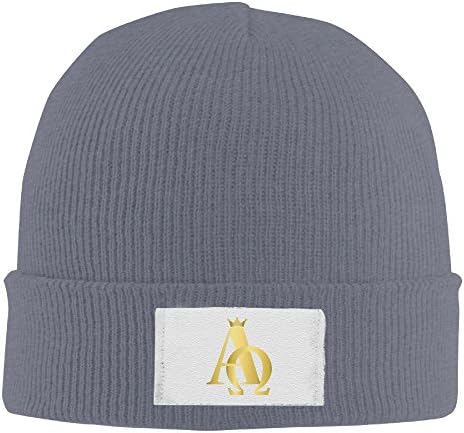 Winter Alpha And Omega King Crown Beanie Hats Boy Asphalt Elastic Rib Knit