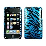 Blue Black Zebra Snap on Design Hard Case Faceplate for Apple Iphone 3g 3gs ....