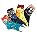 MB Women's 4 Pairs Famous Collection Painting Casual Cotton Fashion Crew Socks